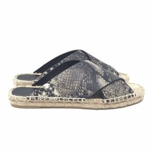 VINCE Castel Snakeskin Espadrille Slide Sandals Cross Strap Flats Women Size 7